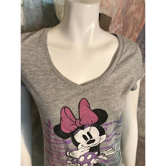 Disney Minnie Mouse Womens V-neck Shirt Blouse Top A19 Size Medium - Picture 2 of 6